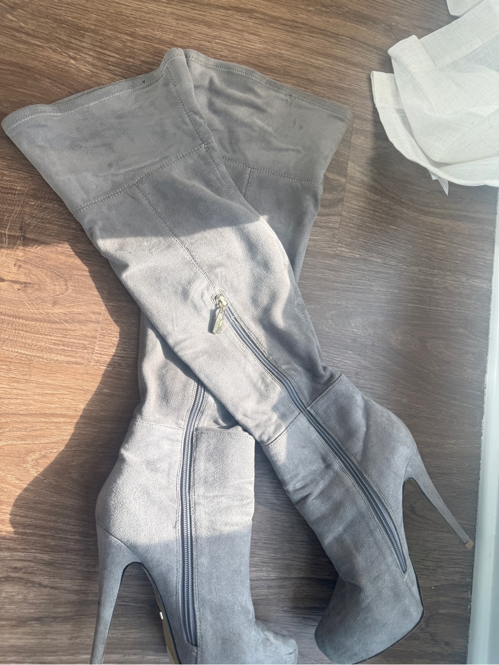 bebe Gray Over-the-Knee Stiletto Boots